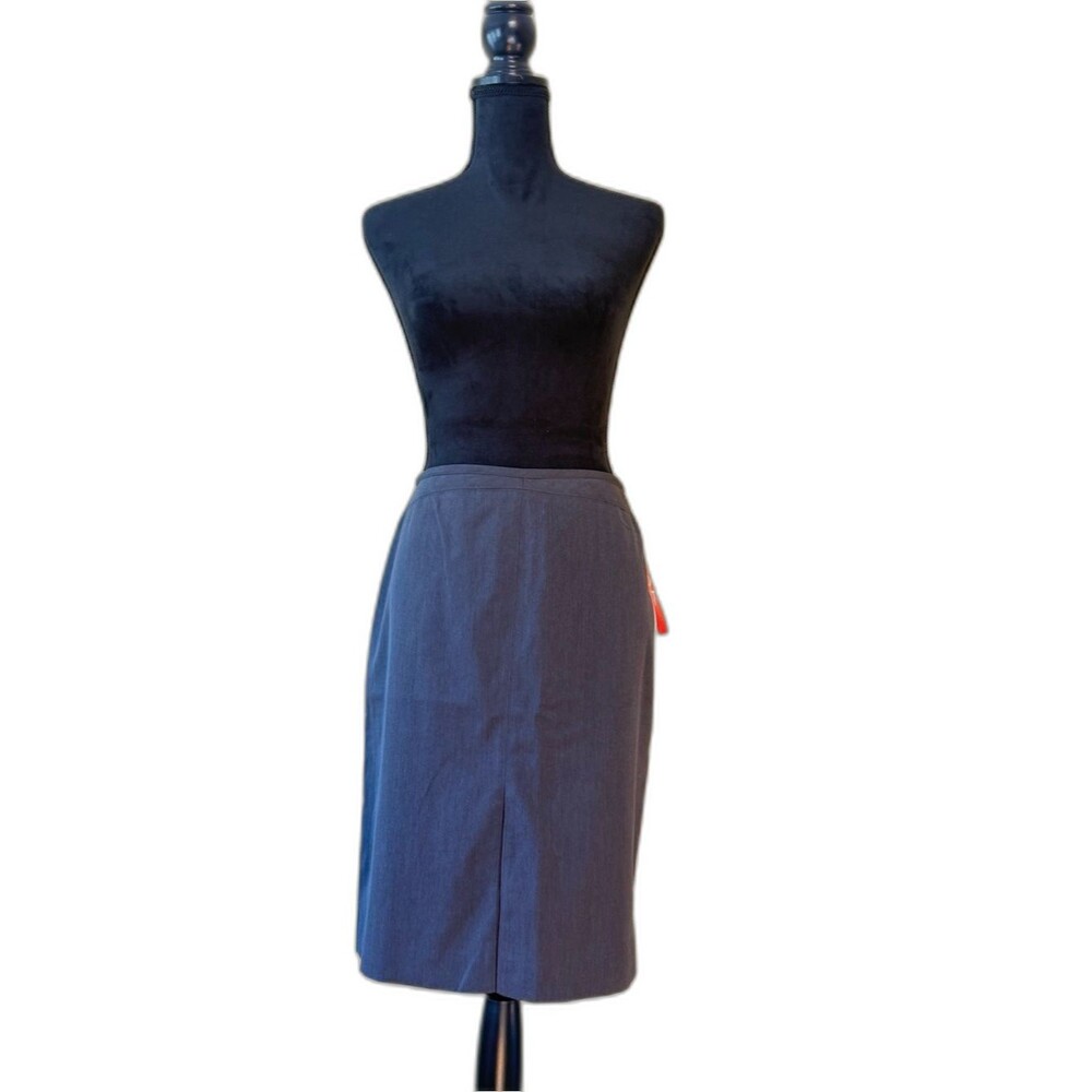 NWT Anne Klein Tailored Pencil Skirt Charcoal Grey Inverted Box Pleats Size 12